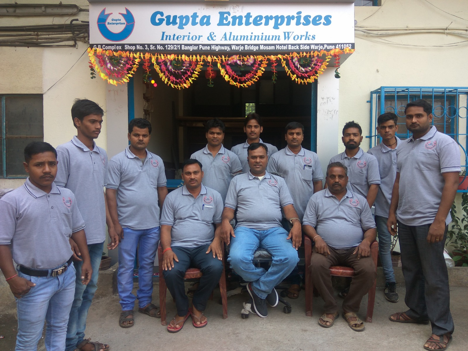The Gupta Enterprises team outside the original Warje workshop